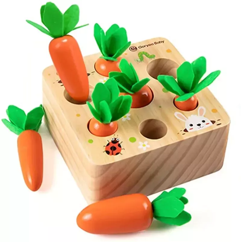 Montessori Pull Carrot Wooden Puzzle