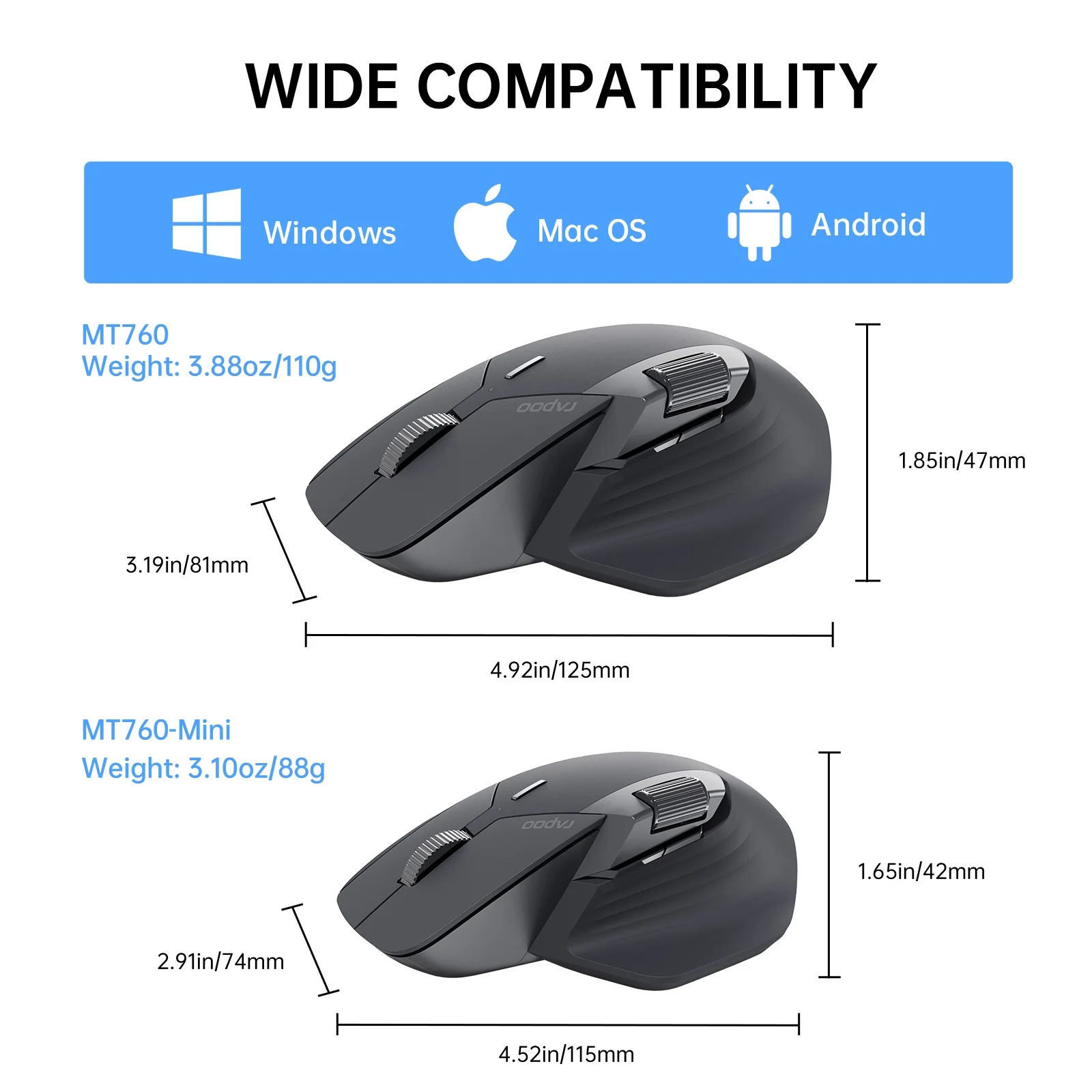 Rechargeable Multi-Mode Wireless Ergonomic Mouse with 3200 DPI & Easy-Switch for 4 Devices Rechargeable Multi-Mode Wireless Ergonomic Mouse with 3200 DPI & Easy-Switch for 4 Devices