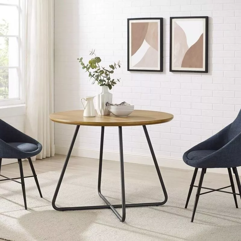 Modern English Oak 40" Round Dining Table