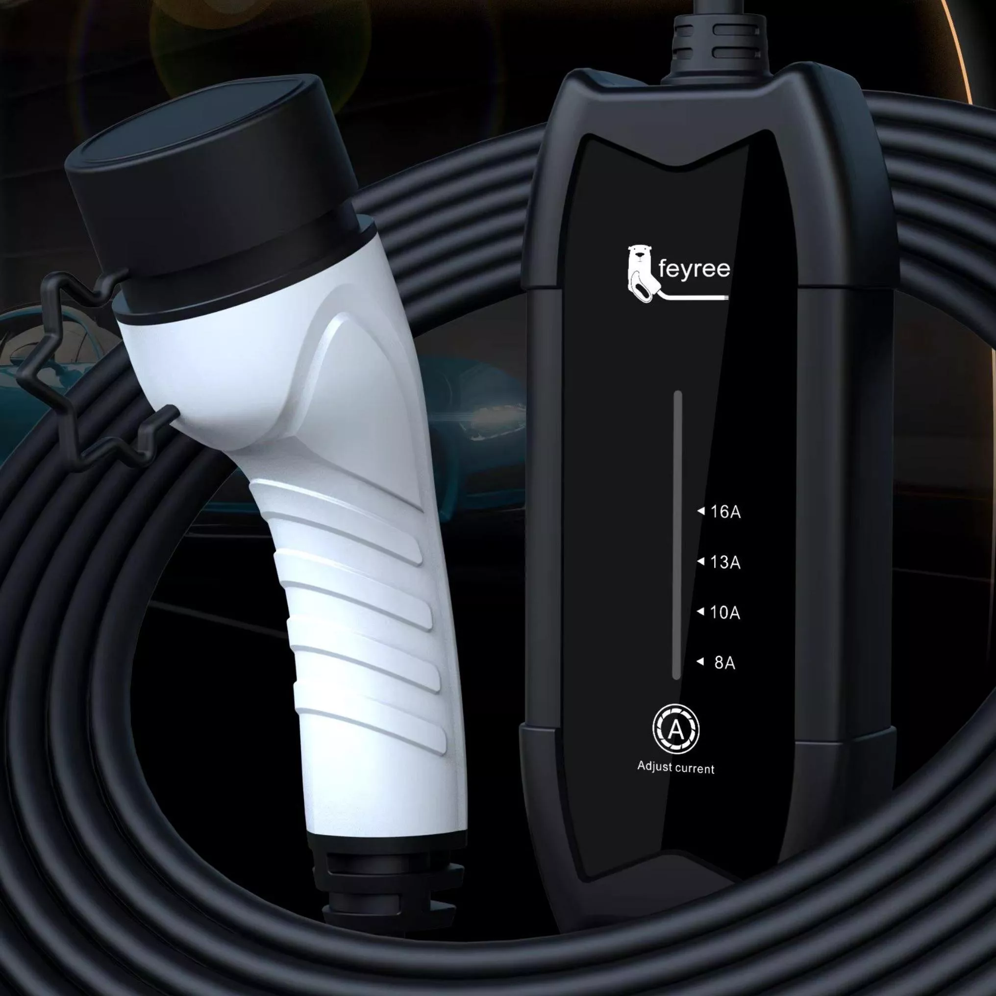 Portable EV Charger 16A, Level 2, 3.5kW, 11.5ft Cable, Home & On-the-Go