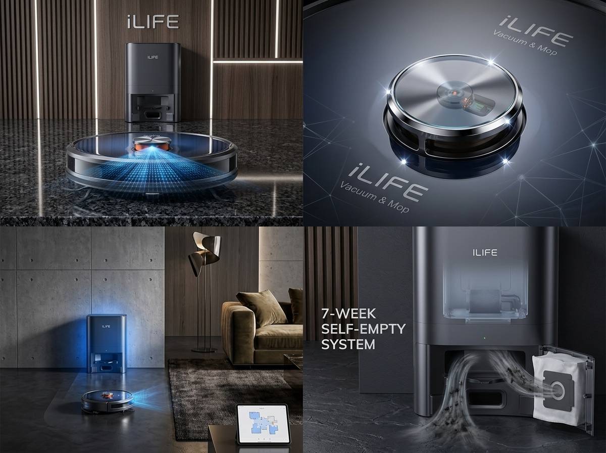 Robot Vacuum and Mop with Auto Empty Station, 3000Pa Suction & Smart App Control Robot Vacuum and Mop with Auto Empty Station, 3000Pa Suction & Smart App Control