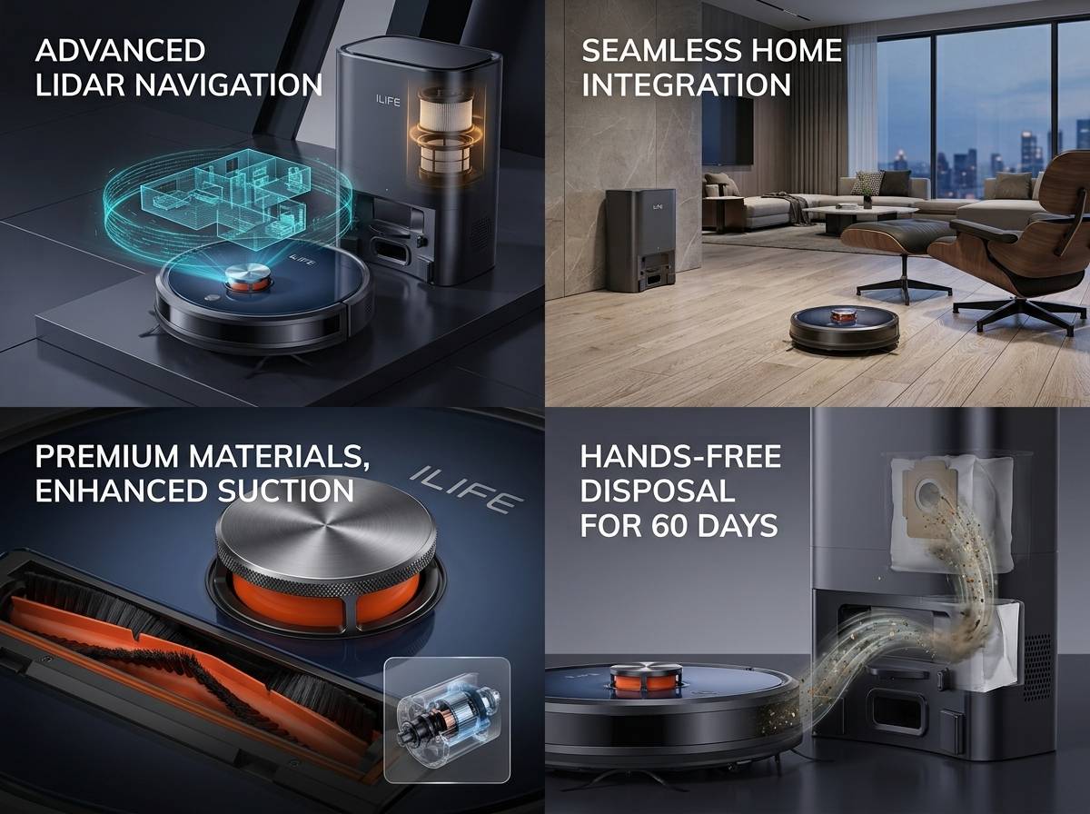 Robot Vacuum and Mop with Auto Empty Station, 3000Pa Suction & Smart App Control Robot Vacuum and Mop with Auto Empty Station, 3000Pa Suction & Smart App Control