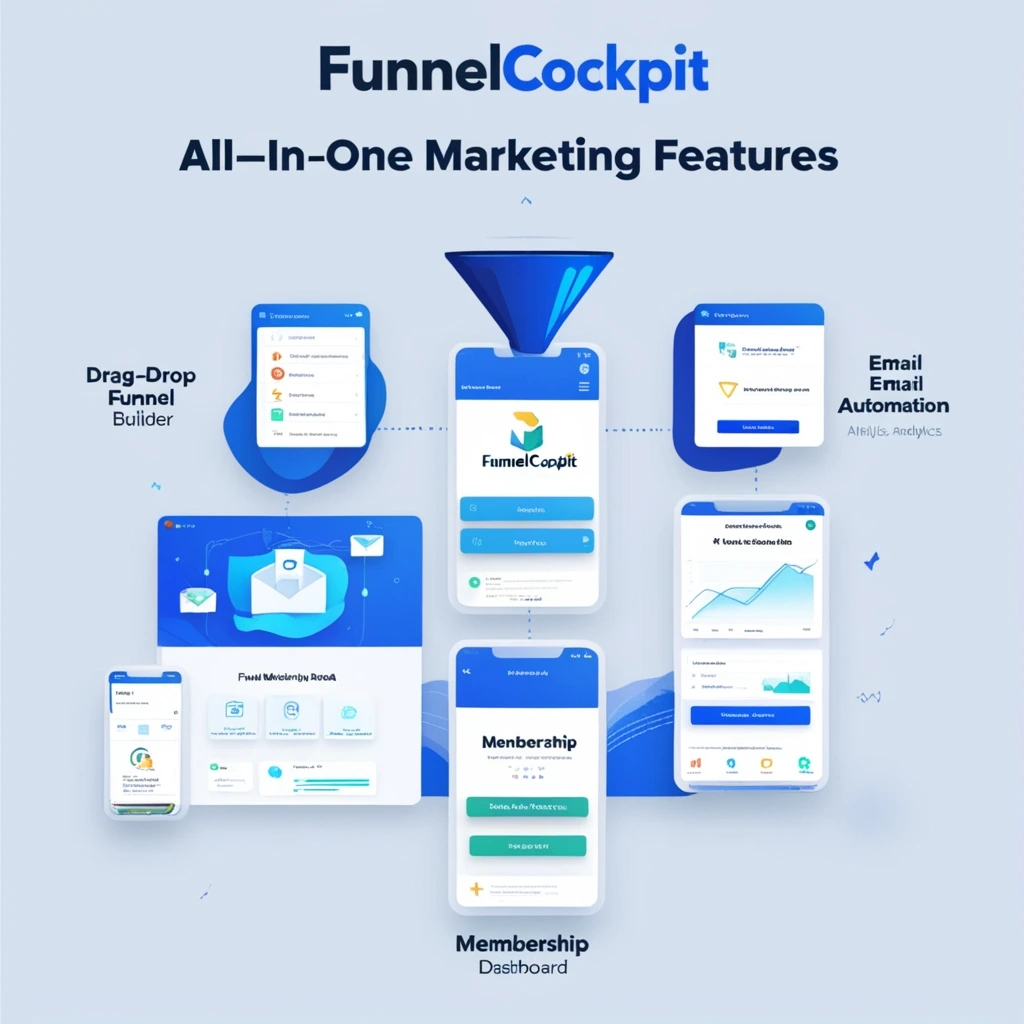 FunnelCockpit dashboard hero — funnel builder and analytics