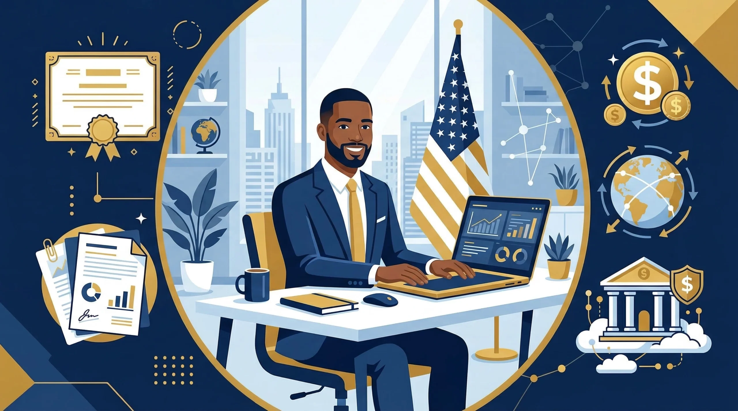 AutoDS Review 2026 — Confident global dropshipper managing an automated e-commerce store