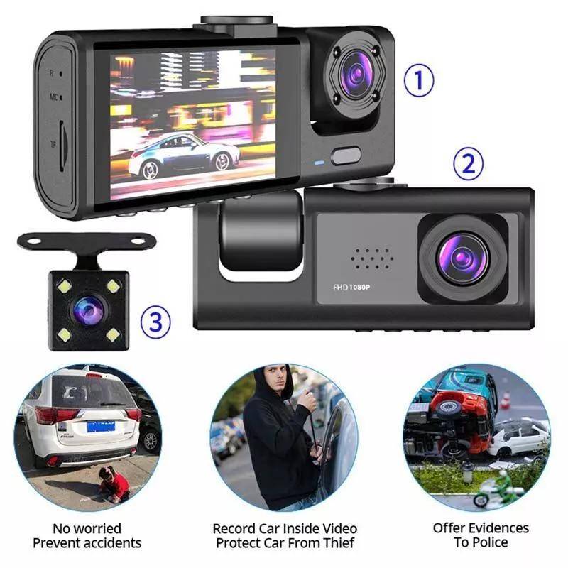 1080P Triple-Lens Dash Cam with IR Night Vision 1080P Triple-Lens Dash Cam with IR Night Vision