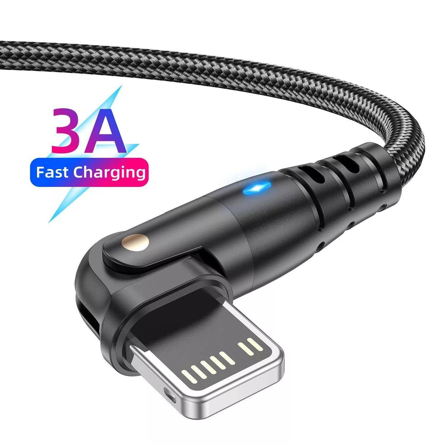 180° Rotating 3A USB-Lightning Cable with LED Indicator for Fast Charging and Data Transfer 180° Rotating 3A USB-Lightning Cable with LED Indicator for Fast Charging and Data Transfer