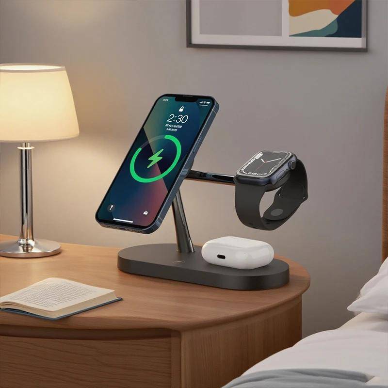 3-in-1 Magnetic Wireless Charging Station for iPhone, Apple Watch, and AirPods 3-in-1 Magnetic Wireless Charging Station for iPhone, Apple Watch, and AirPods