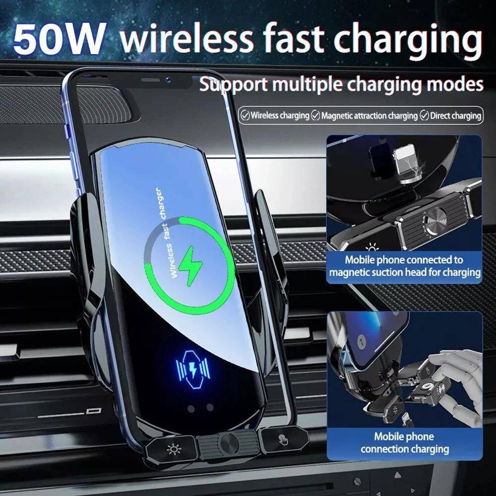50W Wireless Car Charger with Air Vent Stand & Fast Charging Station for iPhone & Samsung 50W Wireless Car Charger with Air Vent Stand & Fast Charging Station for iPhone & Samsung
