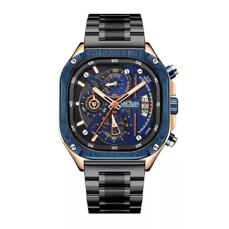 Waterproof Black Quartz Square Dial Men’s Wristwatch with Chronograph & Luminous Hands Waterproof Black Quartz Square Dial Men's Wristwatch with Chronograph & Luminous Hands